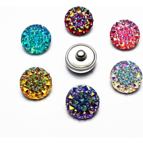 20pcs/lot Multicolor Snap Buttons Round Resin Buttons Charms Fit 18mm/20mm DIY Ginger Snap Bracelet Jewelry
