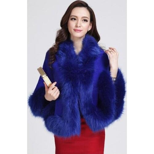 2021 Winter Fox Fur New Warm Womens Streetwear Singal-Breasted Plus Size Coat Solid Color Loose Cloak Shawl Jacket 120918