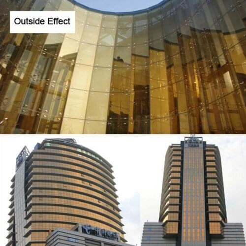 50X500 Cm Gold Heat Control Window Film Anti-UV Solar Tint Mirrored Sticker One-way Vision Privacy Window Tint