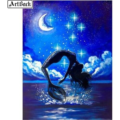 5d diy diamond painting mermaid star moon full square drill 3d diamond embroidery crystal diamond mosaic decorative painting