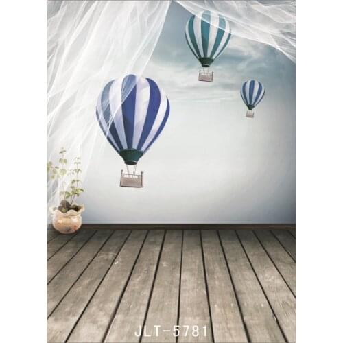 White Curtain Hot Balloon Paintings Photography Background for Photo Studio Vinyl Photographic Backdrops for Wedding Children