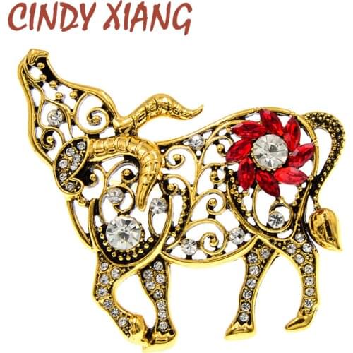 CINDY XIANG New Design 2021 Rhinestone Chinese Zodiac Bull Year Brooch Cow Ox Pin Vintage Fashion Jewelry Good Gift