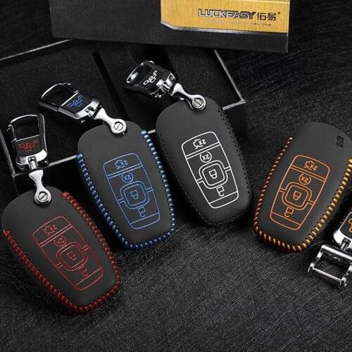 Car key case key chain cover for ford mondeo 2017 ecoboost car key cover holder 2016 genuine leather