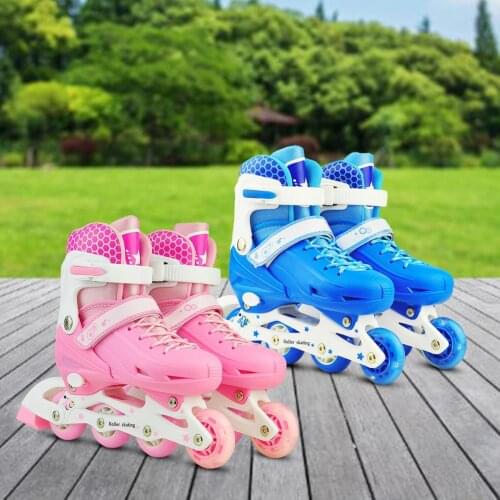 Boy Girl Children Inline Skates Adjustable Size Roller Skating Boots For Kids Sliding Free Skate Size S-L Sneakers