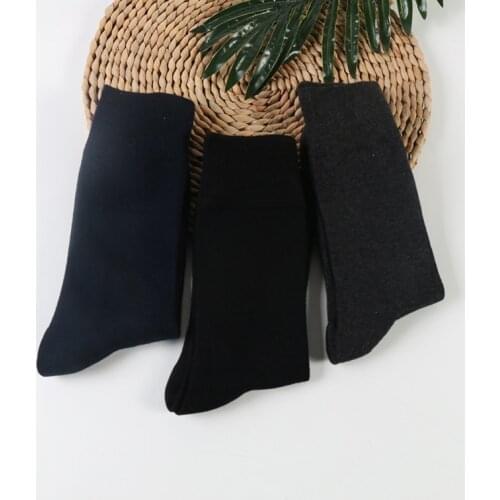 Dong Ai Plus Size Long Leg Cotton Crew Black Socks Men Casual Comfort dress business Solid Color Breathable Socks