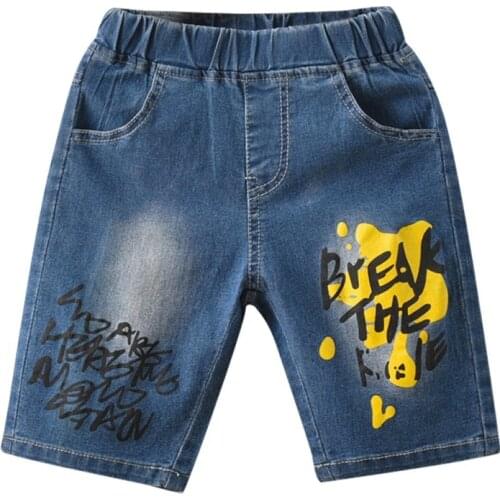 Fashion Summer Kids Boys Jeans Baby Clothes Classic Pants Children Denim Clothing Boy Casual Letter Denim Shorts 1-6Years 2021