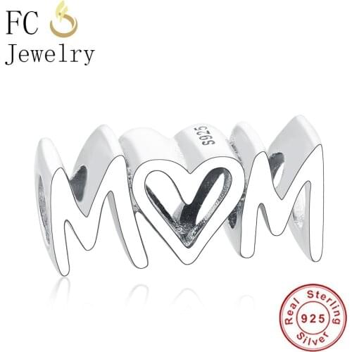 FC Jewelry Fit Original Brand Charm Bracelet 925 Sterling Silver Hot Letter Alphabet Bead For Making Script MOM Berloque 2019