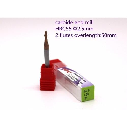 Router bit 2.5*4*50 of 2 flutes flat end mills HRC55 carbide end milling tungsten mill cutter CNC machine tool