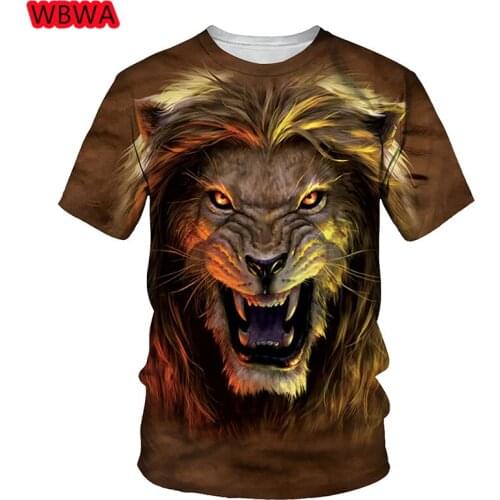 3D Ferocious Lion Print T-shirt Men 2021 Fashion Summer New O Neck Short Sleeve Tees Tops 3D Style Male Clothes Casual T-shirts
