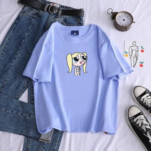 Y2k Tops Cartoon Powerpuff Girls Oversized T Shirt for Women Summer short sleeve Harajuku Tshirt