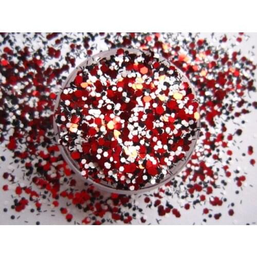 G465 Solvent Resistant Red White Black Glitter Powder Mixes Cosmetic dust
