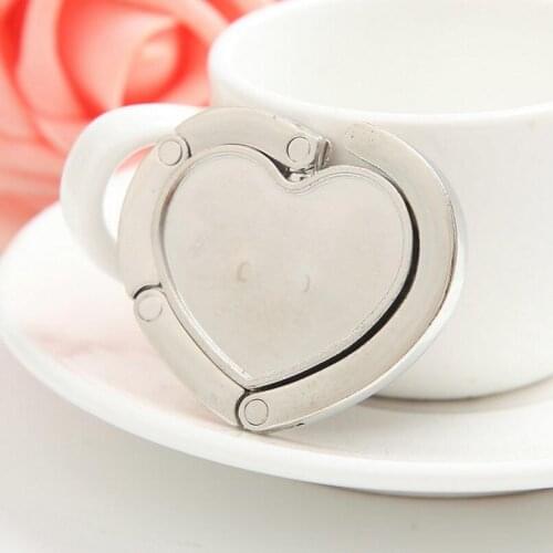 Personalized Wedding Party Favor Gift For Guests Silver Color Heart Shaped Purse Hook Bag Hanger LX3670