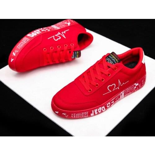 Sneakers Women 2021 Fashion Vulcanized Shoes Ladies Lace-up Casual Shoes Breathable Canvas Lover Shoes Graffiti Flat