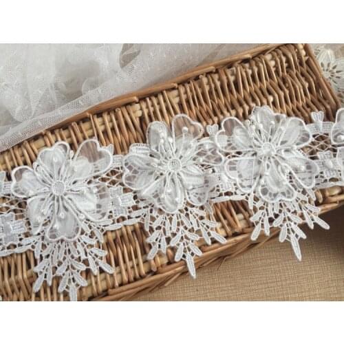 1yard/lot 12cm Multilayer flower shape lace trim European root lace water-soluble lace flower trim ribbon DIY wedding lace SC191