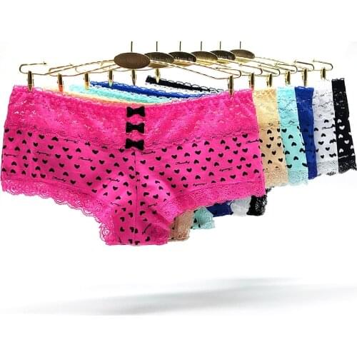 Hot Sale Fashion New 2018 Boyshorts Woman Underwear Cotton Panties Sexy Lingerie Femme Print Pink Boxer Women Intimates Panty