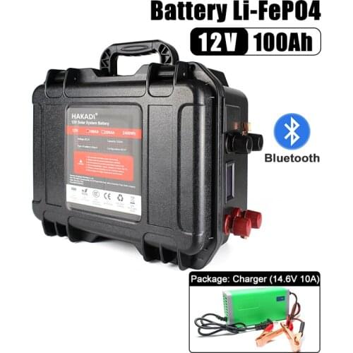 12V 100Ah Lifepo4 Rechargeable Lithium Battery Deep Cycle With Build-in Bluetooth BMS For Outdoor Power Supply Camping RV Boat
