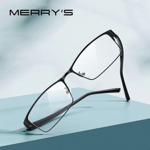 MERRYS DESIGN Men Titanium Alloy Glasses Frame TR90 Legs Myopia Prescription Eyeglasses Optical Frame Business Style S2211