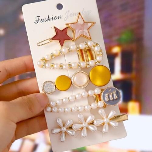 New Fashion Pearl Imitation Beads Hair Clip For Women Girls Elegant Korean Design Snap Barrette Stick Hairpin Set HairStyle