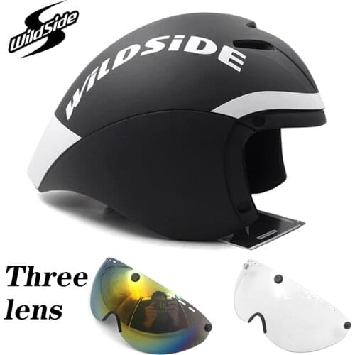 New TT Bicycle Helmet Aero racing With Glasses cycling helmet Sports Safety Helmet in-mold Casco Ciclismo Triathlon Bike helmet
