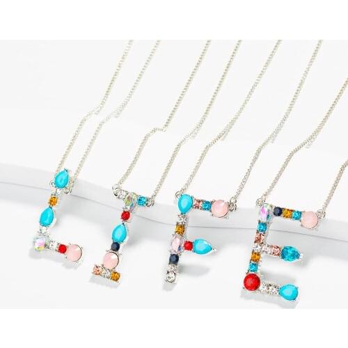 Wholesale fashion J CZ charm Silver 26 Alphabet letter pendant necklace micro pave zircon initial letter necklaces