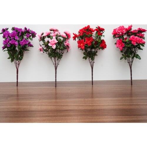 7/Branch Autumn Outdoor Red Artificial Azalea Fake Flowers Living Room Wedding Garden Home Decoration Purple Pink Rose