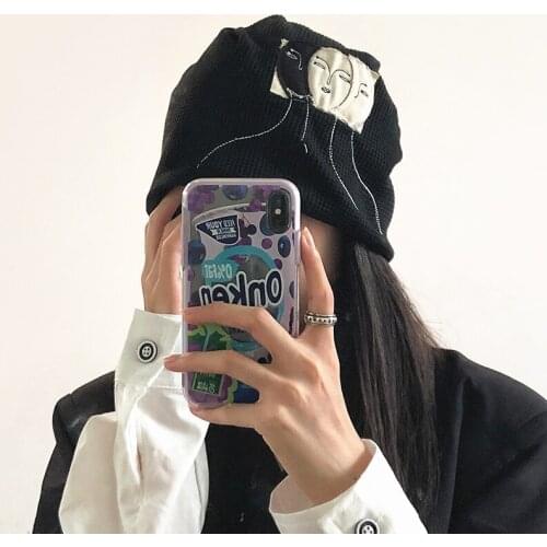 Autumn Women Baggy Thick Warm Soft Knitted Beanie Caps Hip hop Sport figure Patch Skullies Skullcap Knit hat