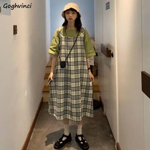 Sleeveless Dress Women Summer Korean Style Lovely Spaghetti Strap Mid-calf High Quality Sweet Fashion Button Soft Loose Leisure