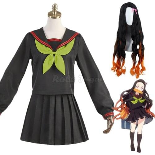 S-3XL Anime Demon Slayer Kamado Nezuko Cosplay Costum Full Sets Halloween Party Show JK Uniform Sailor Outfit C62M170