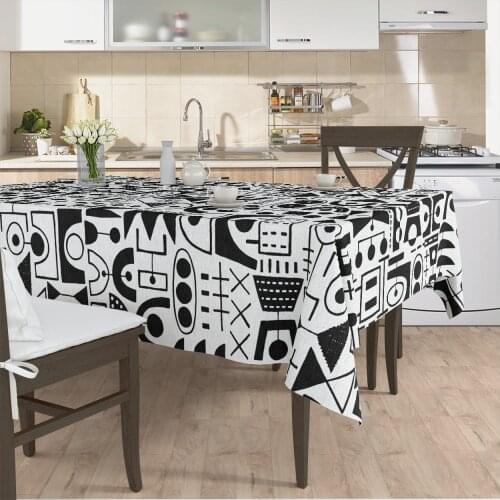Tablecloth living room kitchen cover runner pattern black white ethnic pattern micro fabric cover free shipping