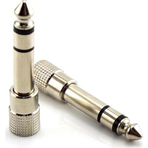 2pcs 6.5mm Stereo Connector 6.35mm 1/4" Male Plug to 3.5mm 1/8" Female Jack Headphone Speaker Audio Adapter Home Microphone