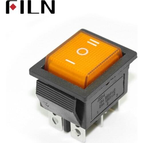 KCD4 250V 15A heavy duty defond led switch illuminated on off on 6pins emergency plastic rocker switch