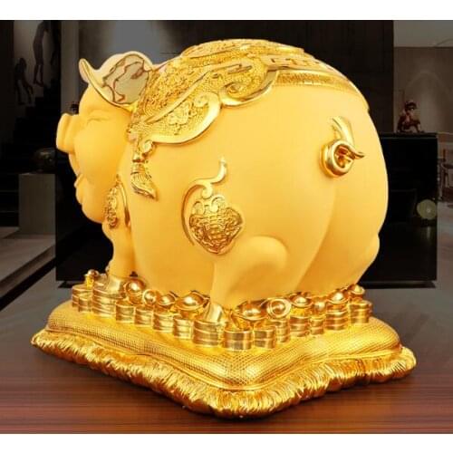 Resin money storage tank lucky Feng Shui creative cute gold pig home jewelry craft ornaments