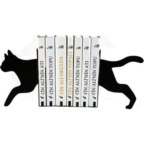 Building Decoration Cat Figured Decorative Metal Book holders slip-resistant bookcase duty iron art black support magazine organizer