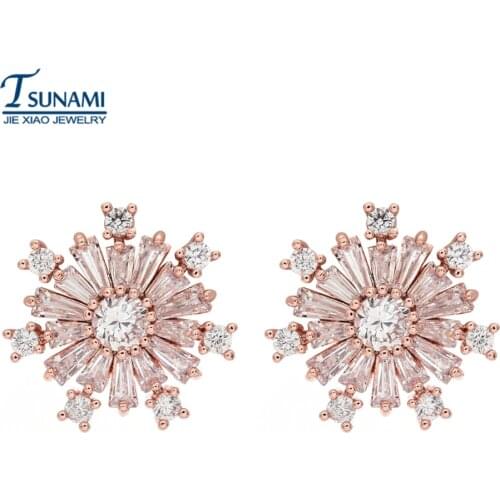 High quality rosette of rose gold Suitable for mature female fashion jewelry zircon earrings ER-146