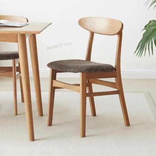 Japanese Style Solid Wood Dining Chair Oak Chair Cloth Fabric Modern Simple And Environmentally Friendly New Restaurant Furnitur