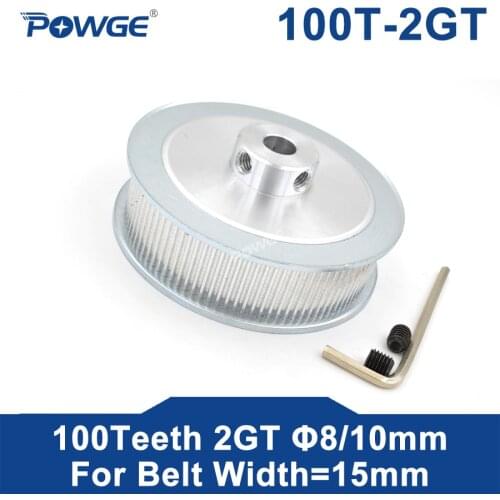 POWGE Arc GT 100 Teeth 2GT Synchronous Pulley Bore 8mm for width 15mm GT2 Timing Belt Small Backlash Wheel Gear 100Teeth 100T