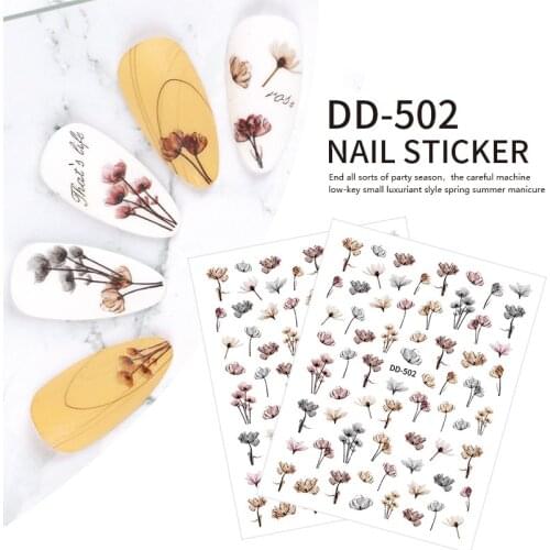 1 Pc Attractive Flowers Design Nail Stickers Watercolor Nail Art Decals Sliders Manicure Decorations Foils Tattoo Fall Nail Art