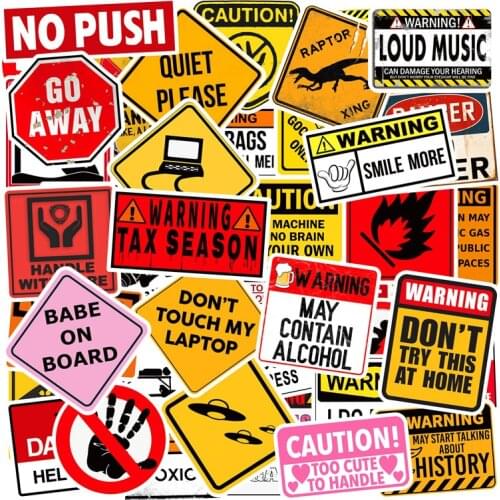 10/30/50/100PCS Warning Stickers Danger Banning Skateboard Phone Car Guitar Laptop Motorcycle Classic Toy Cool Decals Sticker