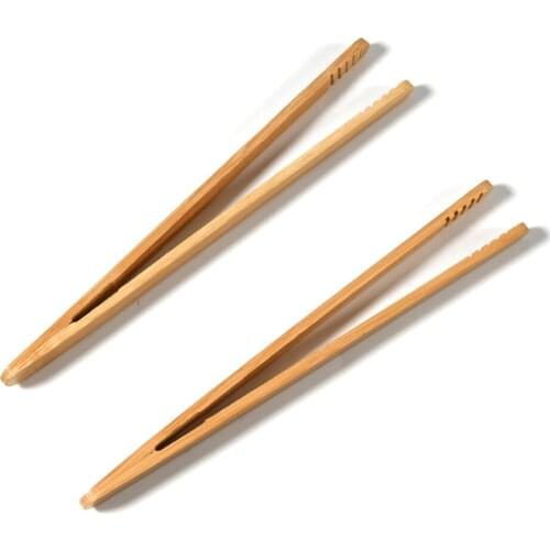 2pcs/lot Bamboo Food Tongs Kitchen Utensils Buffet Cooking Tools Anti Heat Bread Clip Pastry Clamp Barbecue Tongs