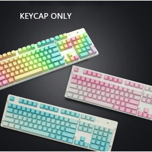 104-key Personality Gradient Rainbow Side Engraved Keycap PBT Dip Dye Sublimation OEM Highly Mechanical Keyboard Keycap