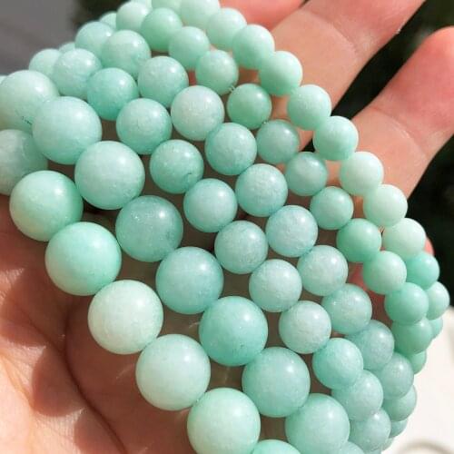 4/6/8/10/12mm Natural Gem Amazonite Beads Amazon Stone Round Loose Beads For Jewelry Making DIY Bracelet Necklace Supplies 15"