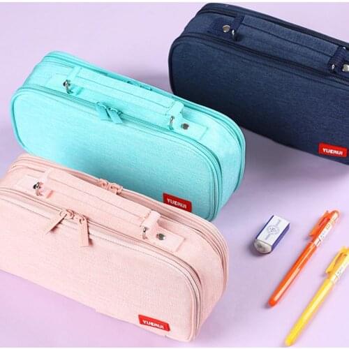Pencil Bag Large Capacity Wear Resistant Canvas Pen Storage Bag with Handle for School Pencil Bag Large Capacity