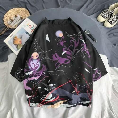 Japan Women Men Kimono Yukata Shirt Blouse Loose Print Samurai Haori Cardigan Anime Cosplay Costume Casual Adult Sunscreen XXL