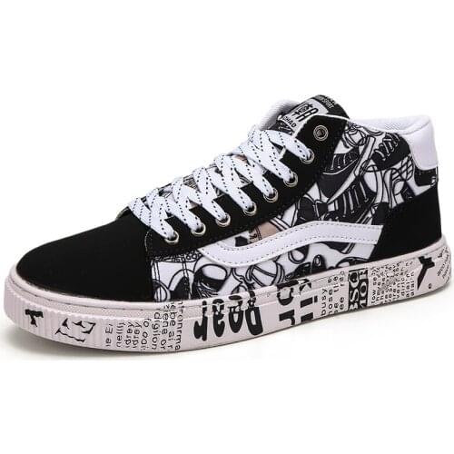 Mens Shoes 2020 new style autumn graffiti high-top canvas shoes summer students board shoes youth casual shoes