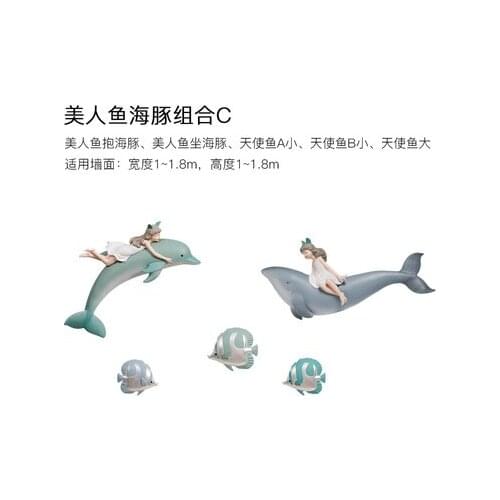 Dolphin girl heart wall hanging childrens room layout bedroom decoration INS NORDIC WALL DECORATIVE SHELF RESIN CRAFTS HOTEL HO