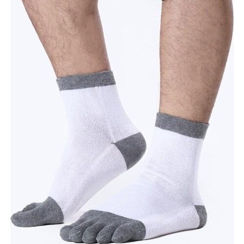 Mens Cotton Socks with 5 Toes Low Tube Patchwork Business Dress Male Casual Five Fingers Socks Man Gift Short Calcetines hombre