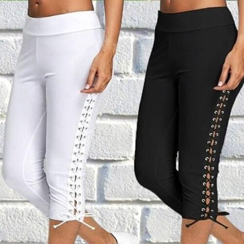 New Pencil Lace Up Fashion Trousers For Women Sexy Bandage Legging Pants Lace-Up Womens Pants