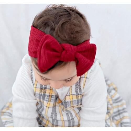 Baby Girls Knitted Hand Tie Bows Headbands 18*12cm Kids Girls Top Knot Hairbands Keep Warm Toddlers Hair Accessories