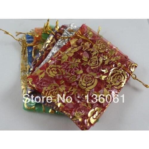 Wholesale Hot Mixed Color Rectangle Organza Bags Flower Bags Fit Wedding/Gift/Jewelry Packaging Accessories DIY 10*12cm Z573