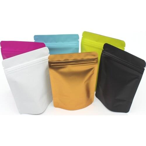 Thick Matte Color Aluminum Foil Stand Up Zip Lock Pouches Heat Sealing Food Storage Ziplock Package Bags Doypack 50pcs